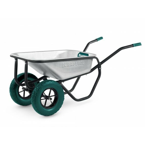 Тачка строительная KRAFTOOL MAXDrive-2 110л, 280 кг, двухколесная, с трубным усилителем, кузов 0.9 мм, полиуретановые колеса [39860] фотографии