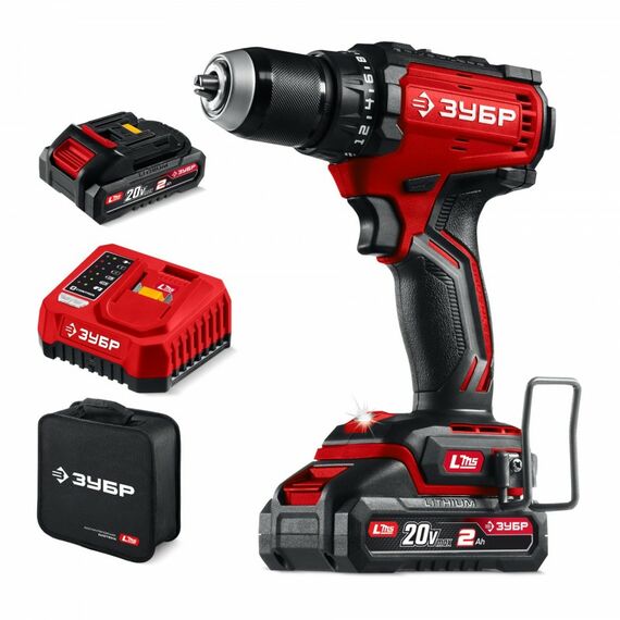 Бесщеточная дрель-шуруповерт Зубр ДБ-65-22 20 В, 65 Н·м, 2 АКБ LMS (2 А·ч), сумка фотографии