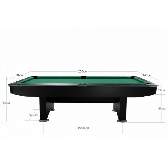 Стол / пул Dynamic Competition II 9 ф (матово-чёрный) в комплекте, аксессуары + сукно фотографии