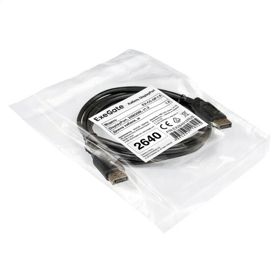 Кабель Exegate EX-CC-DP-1.8 DisplayPort (m) - DisplayPort (m) 1.8м позол.конт., черный, экран., v1.2 [EX284912RUS] фотографии