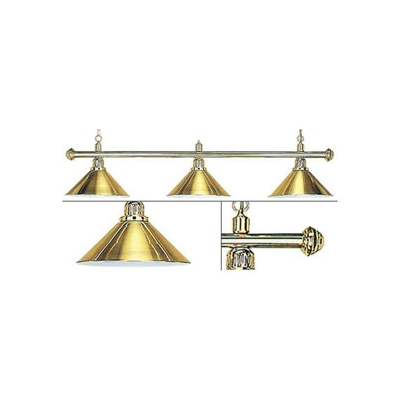 Лампа на три плафона  Elegance золотистая штанга, золотистый плафон D35см фотографии