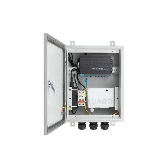 Уличный неуправляемый коммутатор Beward B-431-4P1F2 , 4 порта с поддержкой High PoE, PoE бюджет 91 Вт, встроенный оптический кросс, IP54, от -40 до +50°С фотографии