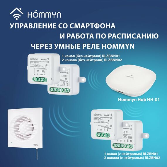 Вентилятор вытяжной Ballu BAF-AR 150 VP с обратным клапаном и тяговым выключателем фотографии