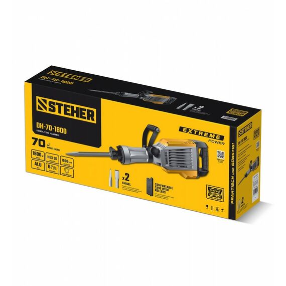 Бетонолом - отбойный молоток STEHER DH-70-1800 70 Дж, 1800 Вт, HEX-30 фотографии