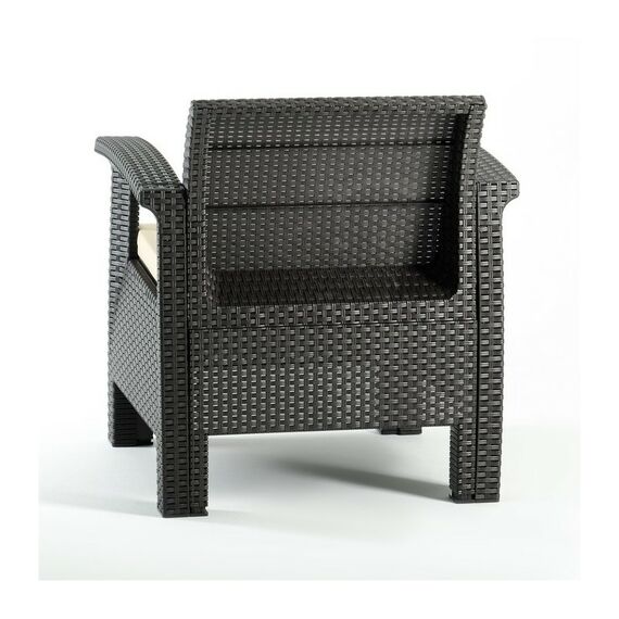 Набор садовой мебели «Калифорния», 2 кресла, стол, тёмно-коричневый фотографии