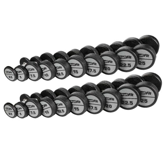 Гантельный ряд полиуретановый PROFI-FIT 2.5-25 кг шаг 2.5 кг, 10 пар фотографии