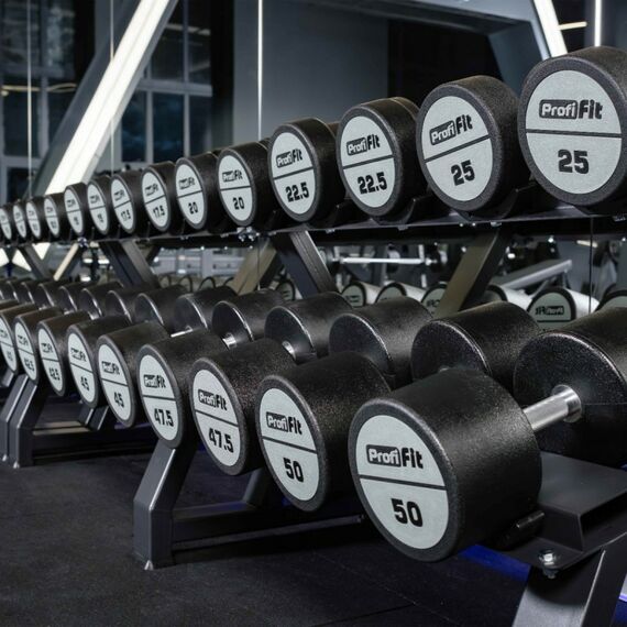 Гантельный ряд полиуретановый PROFI-FIT 27.5-37.5 кг шаг 2.5 кг, 5 пар фотографии