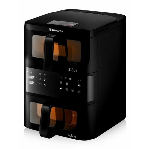 Аэрогриль BRAYER 2048BR 2500 Вт, 2 чаши, 10 программ, 200°С, LED-дисплей, таймер, решётка фотографии