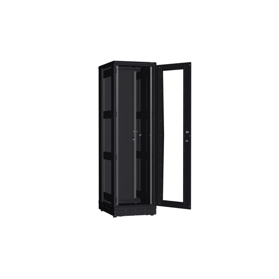 Напольный шкаф Nikomax TFR-426080-GMMM-R2-BK серии TFR-R2 19", 42U, дверь металлическая со стеклом, металлические стенки, Ш600хВ2010хГ800мм, в разобранном виде, черный фотографии