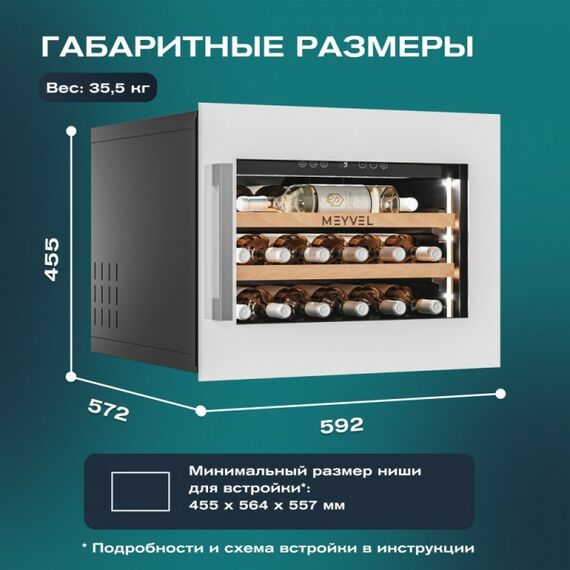 Встраиваемый винный шкаф Meyvel MV19PRO-KWB1 фотографии