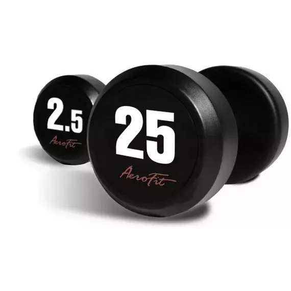 Набор обрезиненных гантелей AeroFit, 2.5-25 кг - 10 пар, шаг 2.5 кг, цвет: черный, рукоятки хромированные, вес 275 кг [AFDB2.5-25] фотографии