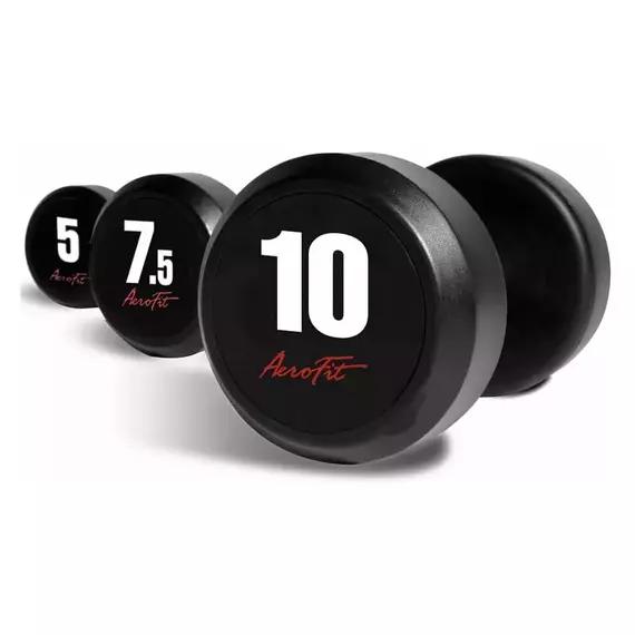 Набор обрезиненных гантелей AeroFit, 2.5-25 кг - 10 пар, шаг 2.5 кг, цвет: черный, рукоятки хромированные, вес 275 кг [AFDB2.5-25] фотографии