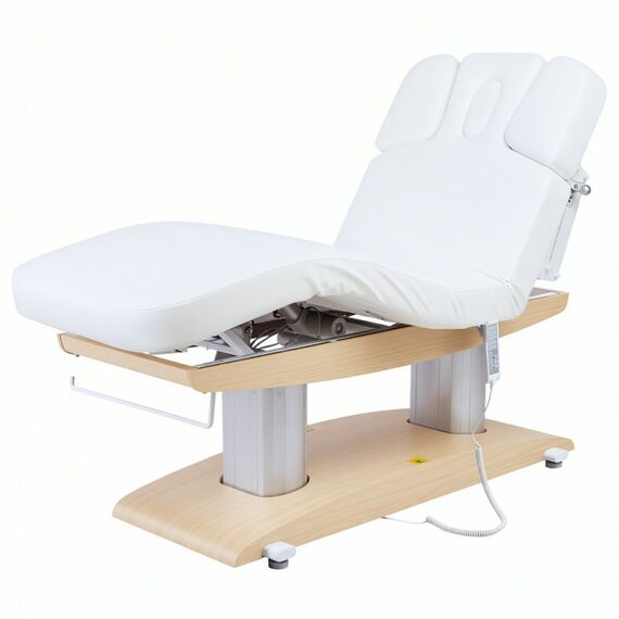 Массажный стол Mizomed MZ 2259H стационарный, с подогревом, белый/светлое дерево фотографии