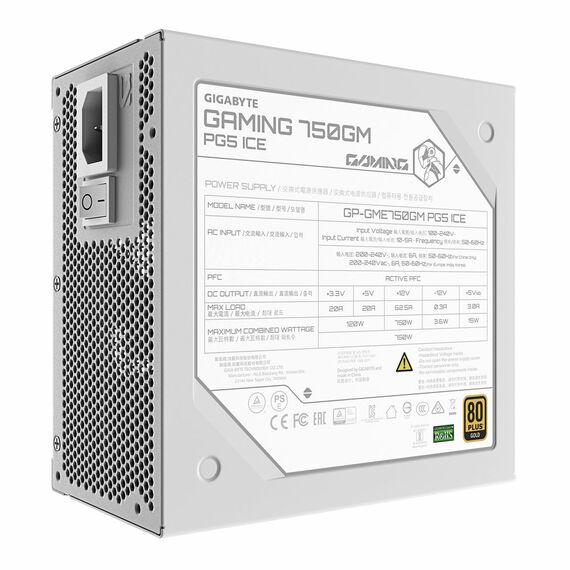 Блок питания ПК GigaByte GME750GM PG5 ICE 750W белый, 80Plus Platinum, полностью модульный, PCIe Gen 5.1, ATX 3.1 compatible [GP-GME750GM PG5 ICE] фотографии