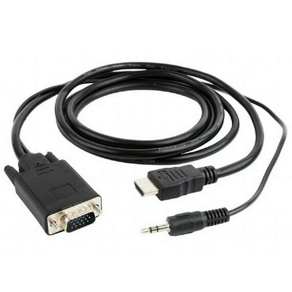 Кабель HDMI-VGA Cablexpert A-HDMI-VGA-03-6 19M/15M + 3.5Jack, 1.8м, черный, позол.разъемы, пакет фотографии