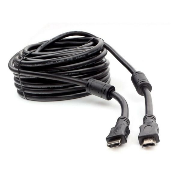Кабель HDMI Cablexpert CCF2-HDMI4-15M 15м, v1.4, 19M/19M, черный, позол.разъемы, экран, 2 ферр кольца, пакет фотографии