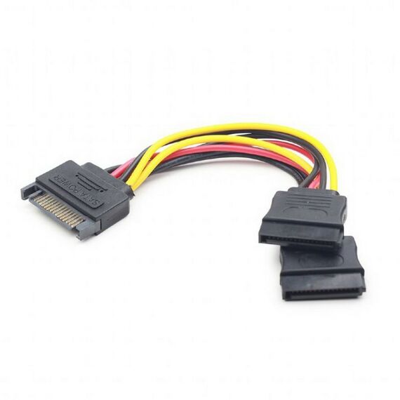 Кабель питания SATA Cablexpert CC-SATAM2F-01 15pin (M)/2x15pin(F), на 2 SATA устр, 15см фотографии