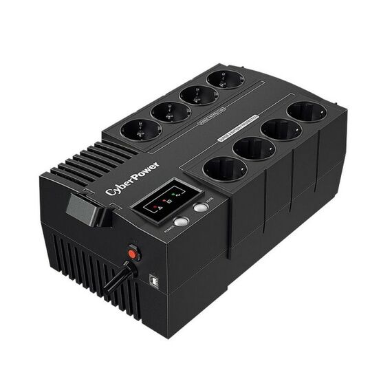 Источник бесперебойного питания CyberPower BS650E 1-фазное входное напряжение, выходная мощность 650 ВА / 360 Вт, 1 мин работы при полной нагрузке,  черный фотографии