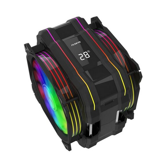 Вентилятор ALSEYE M120D (PLUS) Universal 200W, Heat pipe 6mm*6, 120mm FAN 700-1900rpm, 73.75CFM, 41.2dBA, 8 LED, LED temperature cover RTL [AS.01.01.0044] фотографии