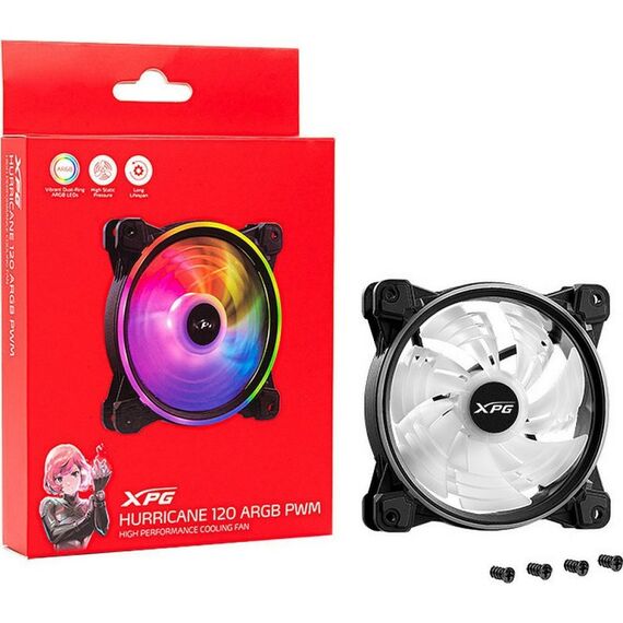 Вентилятор XPG HURRICANE 120 ARGB, PWM, черный [HURRICANE120ARGBPWM-BKCWW] фотографии