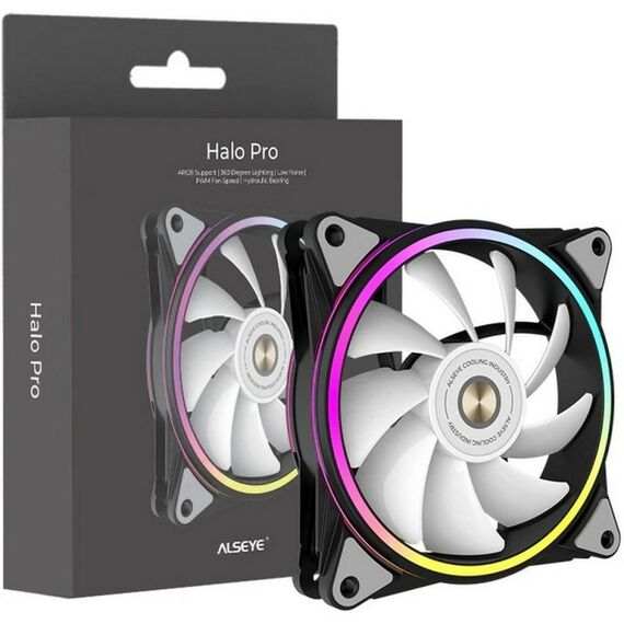 Вентилятор в корпус ALSEYE HALO PRO B-P (rubber screw) 120mm, hydraulic, 800~1800rpm, max 51.87CFM, max 26dBA, ARGB. PWM, Black, RTL [AS.04.02.0084] фотографии