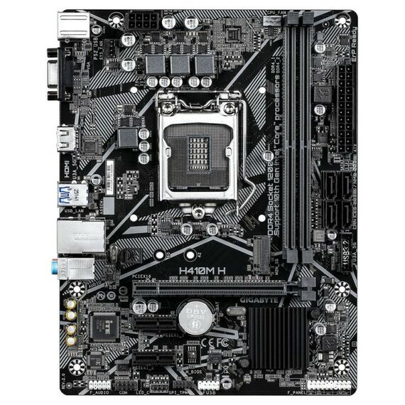 Материнская плата GigaByte H410M H 2.0 H410, LGA1200, 2xDDR4, 1*PCI-Ex16, 2*PCI-Ex1, 1*M.2, 1*TypeC, 3*USB3.2Gen1, 6*USB2.0, 4*SATA3.0, 1G, VGA, HDMI, MATX, RTL фотографии