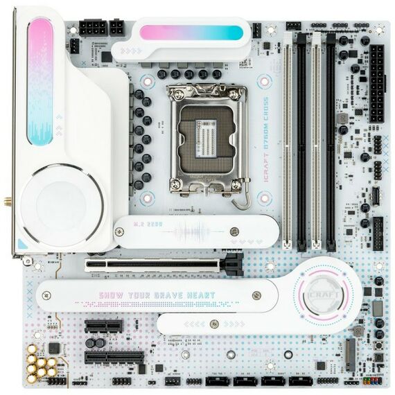 Материнская плата Maxsun MS-iCraft B760M CROSS B760, LGA1700, 4*DDR5, 1*PCIEx16, 1*PCIEx4, 1*PCIEx1, 3*M.2, 1*TypeC, 6*USB3.2Gen1, 8*USB2.0, 4*SATA3.0, 2.5G, DP, HDMI, M-ATX, RTL [6940709660416] фотографии
