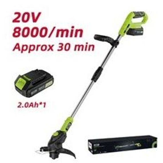 Триммер Deli DG305-1 аккумуляторный, 1АКБ*2Ач + ЗУ, 20V, диаметр скашивания 260мм, макс. обороты двигателя 8000об/мин фотографии