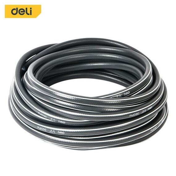 Шланг поливочный Deli DL8072-15 армированный, 15 метров, 1/2", 4 слоя, давление до 25 бар, серый фотографии