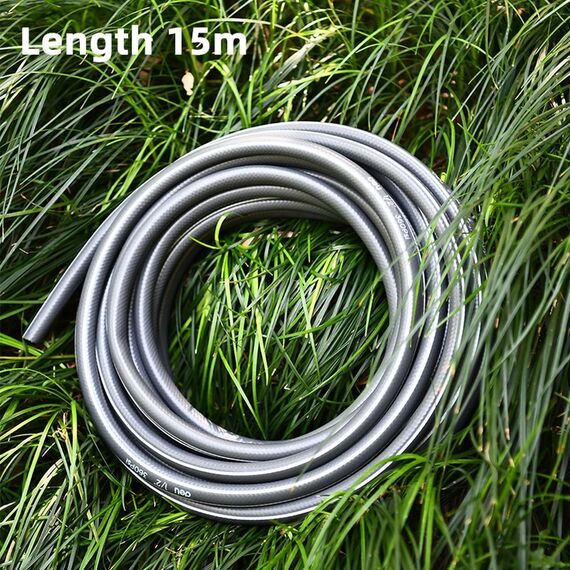 Шланг поливочный Deli DL8072-15 армированный, 15 метров, 1/2", 4 слоя, давление до 25 бар, серый фотографии
