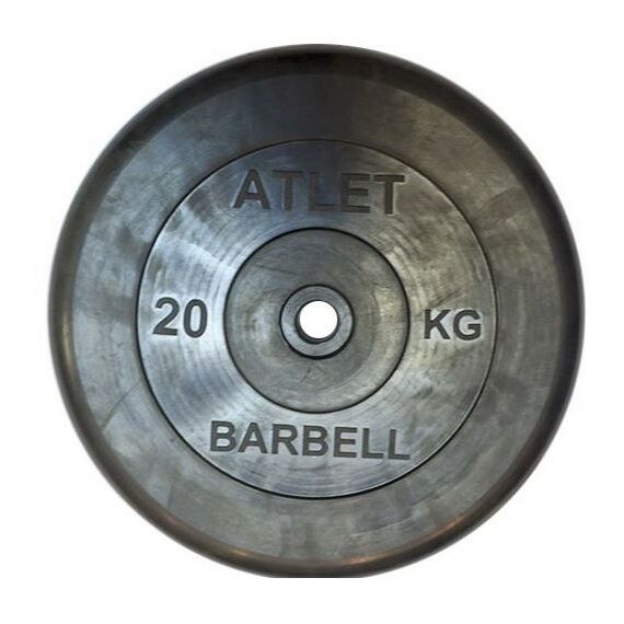 Диски d 25: Диск обрезиненный MB BARBELL MB-AtletB26-20 чёрного цвета, 26 мм, 20 кг фотографии