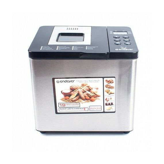 Хлебопечки: Хлебопечь Endever Skyline MB-54 вес выпечки до 750 г, регулировка веса выпечки, мощность 750 Вт, программ выпечки: 19, цвет черный/стальной фотографии