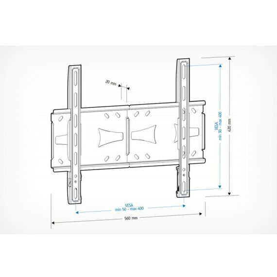 Крепеж для аудио-видео техники: Кронштейн Holder LCDS-5070 Диагональ 37–55", нагрузка до 45 кг, стандарт крепления Vesa 200х200, 200х300, 300х300, 400х200, 400х400, расстояние от стены 20 мм фотографии