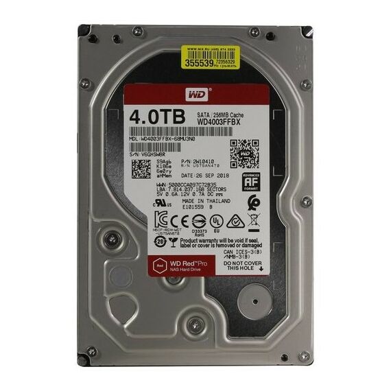 Жесткие диски: Жёсткий диск Western Digital 4 Tb Red Pro SATA 6Gb/s 3.5"  7200rpm 256Mb [WD4003FFBX] фотографии
