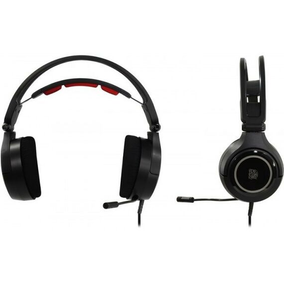 Наушники и гарнитуры: Наушники с микрофоном Tt eSports Cronos Riing RGB 7.1 с регулятором громкости, шнур 2м, USB [HT-CRA-DIECBK-20] фотографии