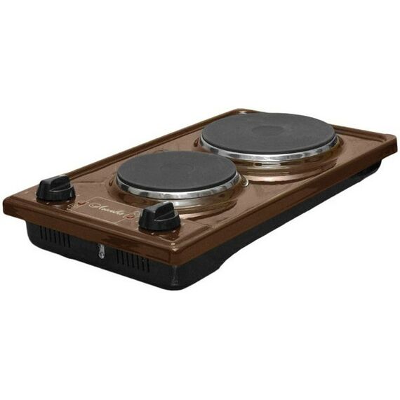 Кухонные плиты: Плитка Лысьва ЭПБ 22 электрическая варочная панель, эмаль, размеры (ШхГхВ): 29x51x10.2 см, цвет: коричневый фотографии