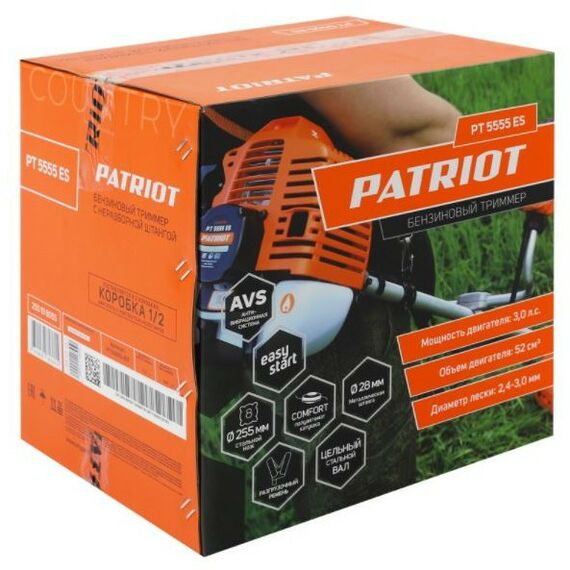 Триммеры: Бензотриммер Patriot PT 5555ES Country 3.0 л.с/2.2кВт, 52 см3, нож/леска 2.4мм, неразборная штанга [250108055] фотографии