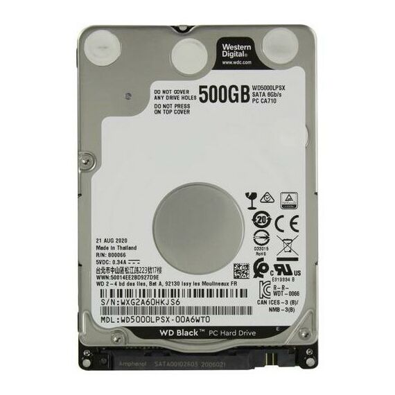Жесткие диски: Жёсткий диск Western Digital 500 Gb Black SATA 6Gb/s 2.5" [WD5000LPSX] фотографии