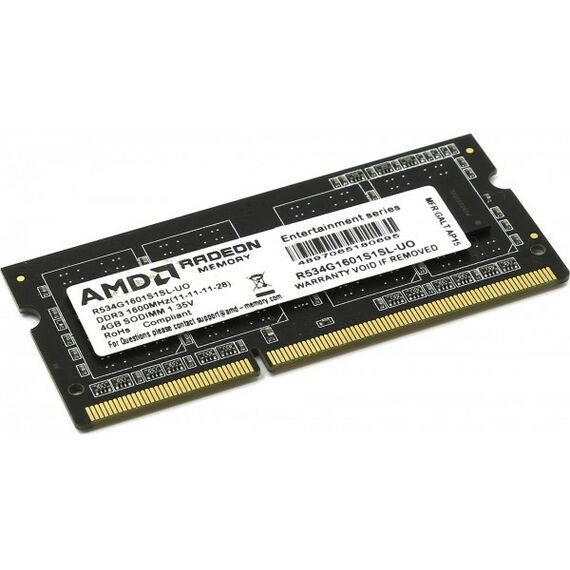 Память для ноутбуков: Модуль памяти AMD 4Gb DDR-III SODIMM <PC3-12800> CL11 [R534G1601S1SL-UO] фотографии