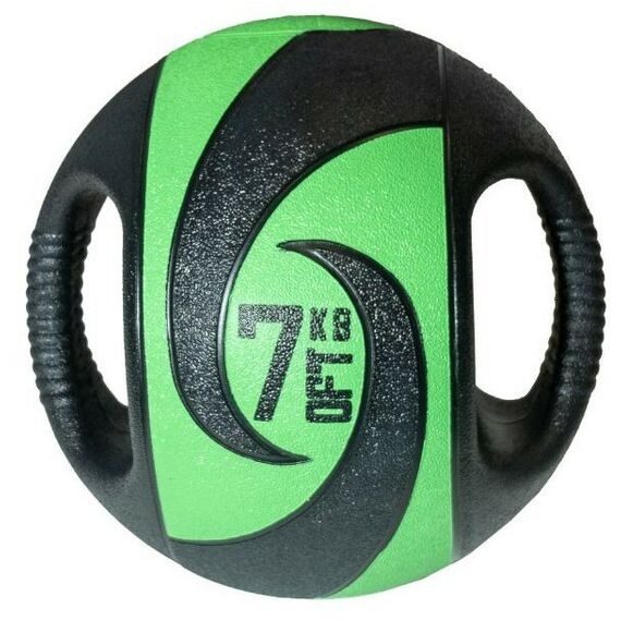 Фитнес оборудование: Мяч тренировочный (медицинбол) Original FitTools FT-DHMB-07 с хватами, 7 кг фотографии