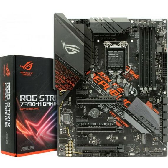 Материнские платы: Материнская плата Asus ROG STRIX Z390-H GAMING LGA1151 <Z390> 3xPCI-E HDMI+DP GbLAN SATA ATX 4DDR4 RTL фотографии