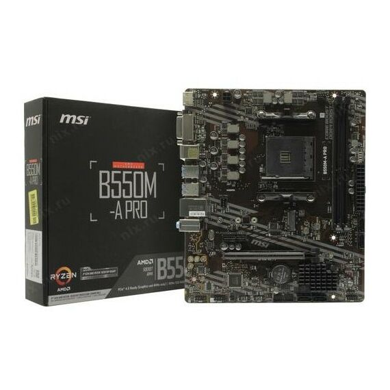Материнские платы: Материнская плата MSI B550M-A PRO AM4 <B550> PCI-E DVI+HDMI GbLAN SATA Micro ATX 2DDR4 RTL фотографии