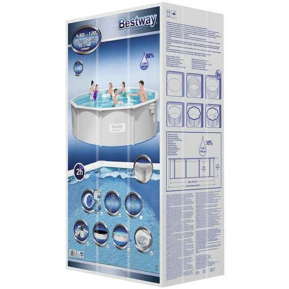 Бассейны: Бассейн стальной BestWay Hydrium 460 х 120 см песчаный фильтр-насос, лестница, подстилка, тент [56384] фотографии