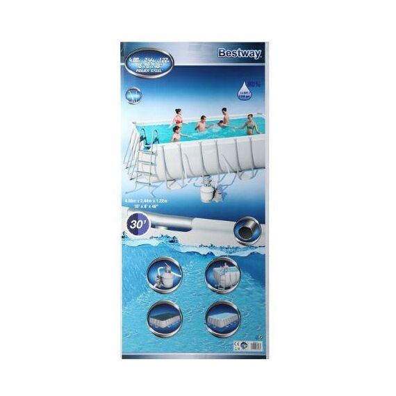 Бассейны: Бассейн каркасный BestWay Power Steel 488х244х122 см песочный фильтр насос лестница тент подстилка [56671] фотографии
