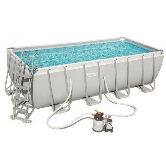 Бассейны: Бассейн каркасный BestWay Power Steel 488х244х122 см песочный фильтр насос лестница тент подстилка [56671] фотографии