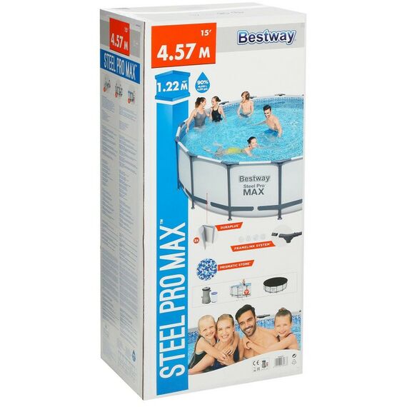Бассейны: Бассейн каркасный BestWay Steel Pro Мах 457 х 122 см фильтр-насос, лестница, тент [56438] фотографии
