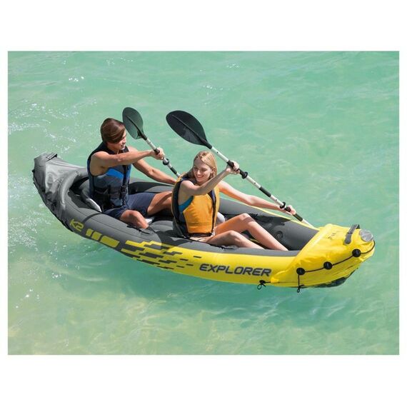 Лодки: Лодка Intex Explorer K2 2 местная, 312 х 91 х 51 см, алюминиевые вёсла 213 см, насос, 2 сиденья, до 180 кг [68307NP] фотографии