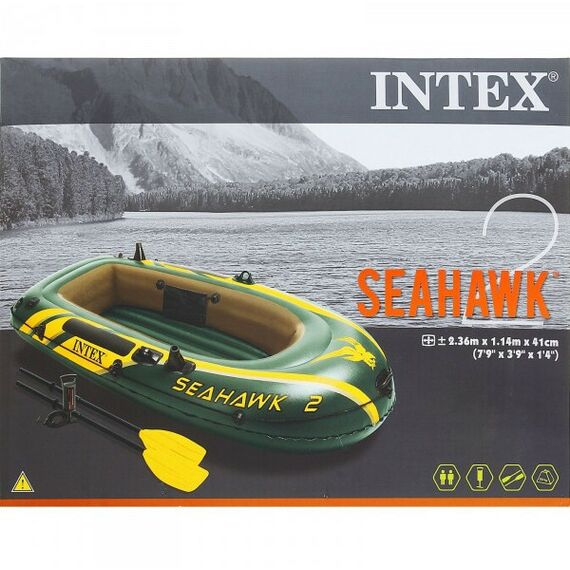 Лодки: Лодка Intex Seahawk 2 двухместная до 200 кг, 236х114х41 см + 3 аксессуара фотографии