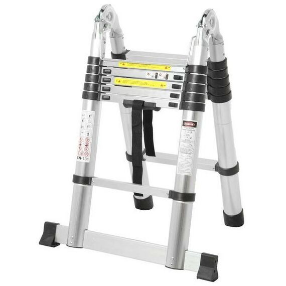 Стремянки и лестницы: Стремянка-лестница телескопическая TUNDRA 1.9 х 1.9 м раскладная, алюминиевая фотографии