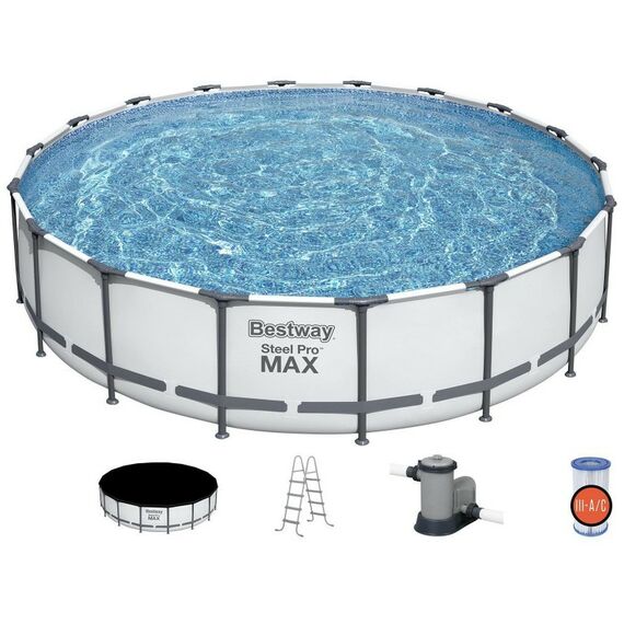Бассейны: Бассейн каркасный BestWay Steel Pro MAX 549 х 122 см фильтр-насос, лестница, тент [56462] фотографии